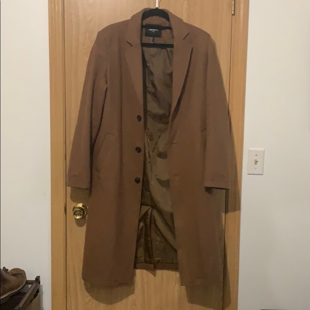 Mens Forever21 Brown Wool Overcoat
